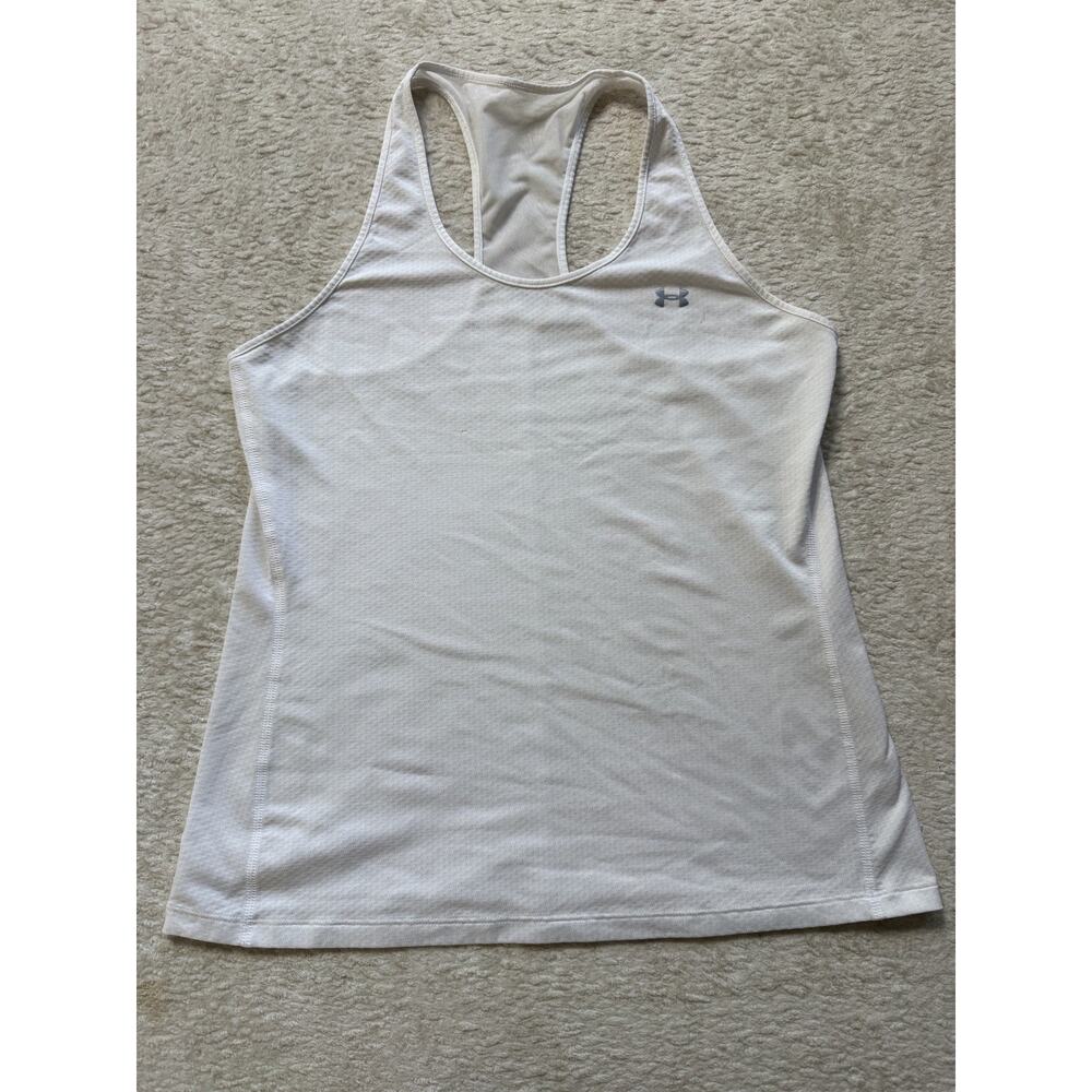 Under Armour Women's Medium White Heatgear Racer Tank Top